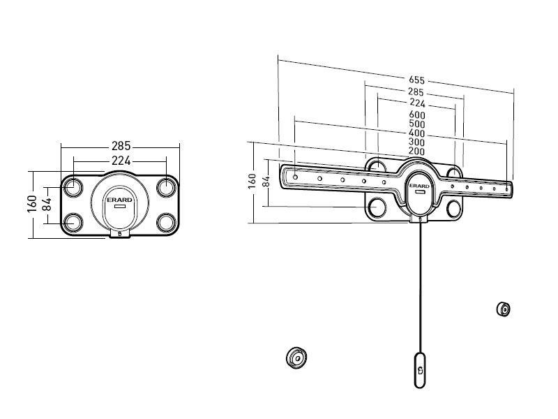 Ultra flache TV Wandhalterung 40 - 85 Zoll – Erard FiXiT 600, Technische Zeichnung