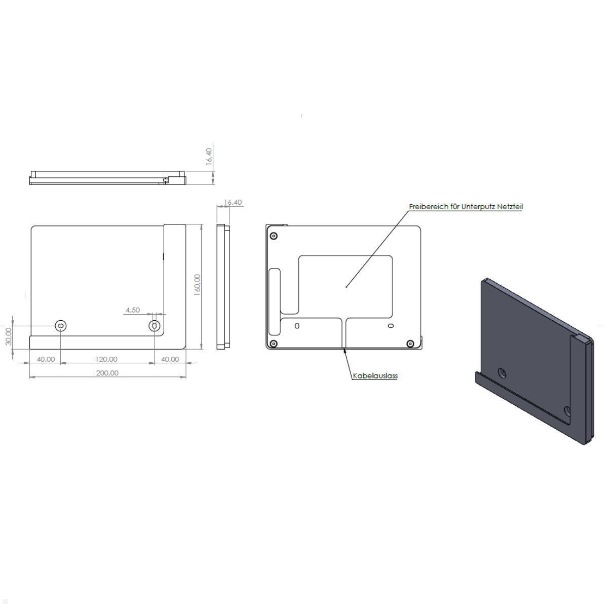 TabLines TWP036W Wandhalterung für Apple iPad Air 13.0 (M2), Skizze 2