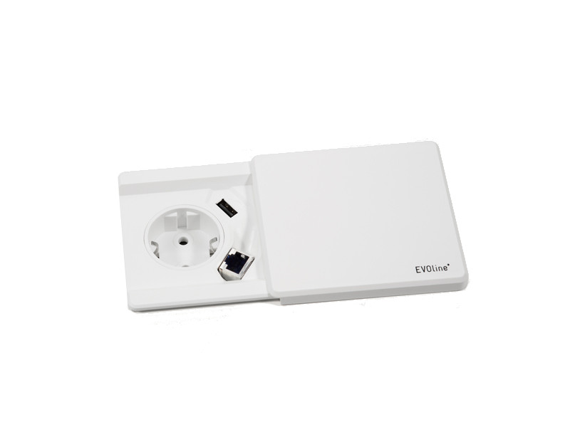 EVOline Square80 1x Schuko mit USB und CAT6 Buchse weiß