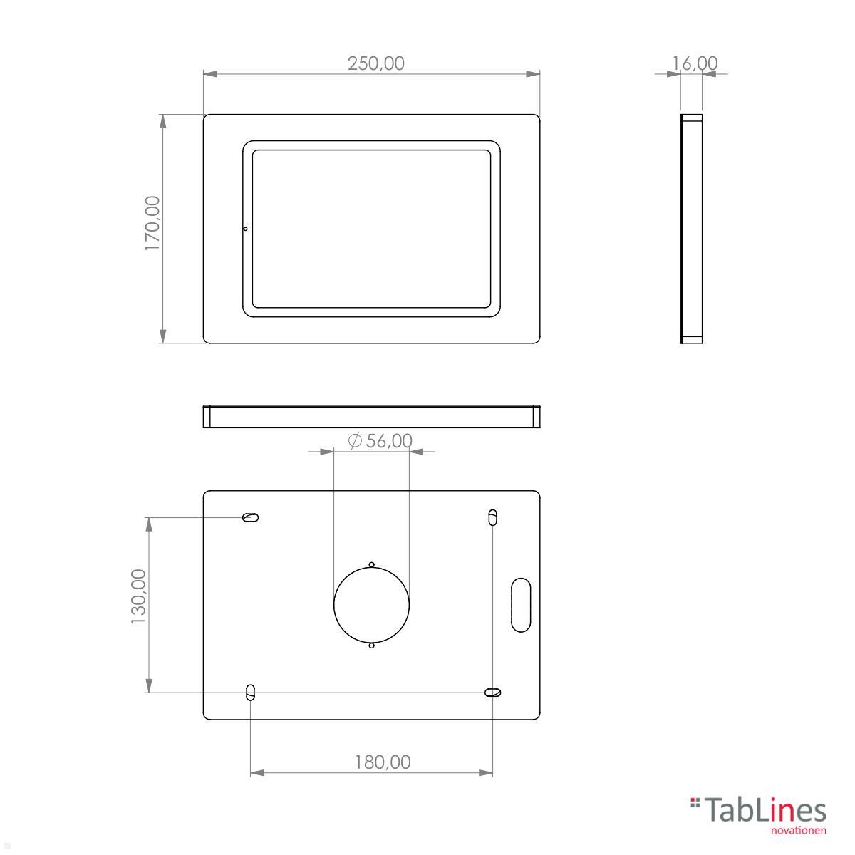 TabLines TWH064B Wandhalterung für iPad Mini 7 (A17 Pro), Skizze