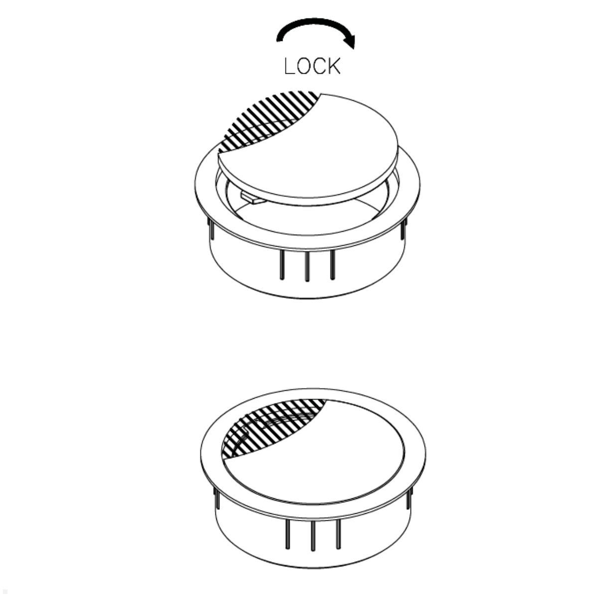 TecLines TKD001W Tisch Kabeldurchführung 60x21 mm, weiß mit Lock-Funktion