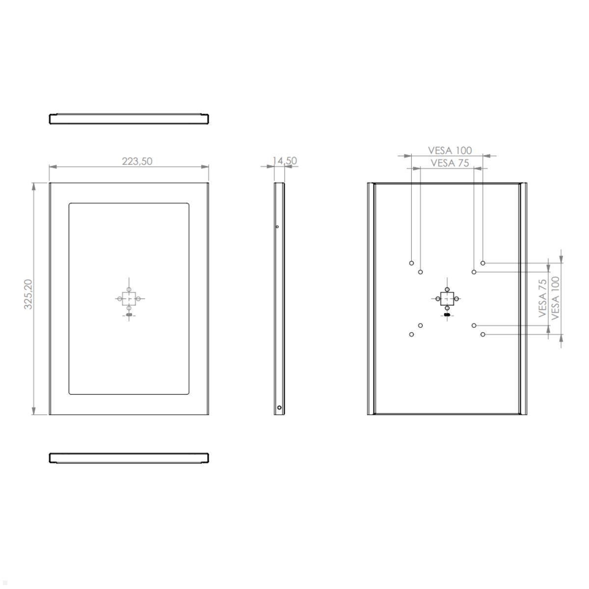 TabLines TSG049B Tablet Schutzgehäuse für Samsung Tab S7 FE 12.4, schwarz, Zeichnung Maße