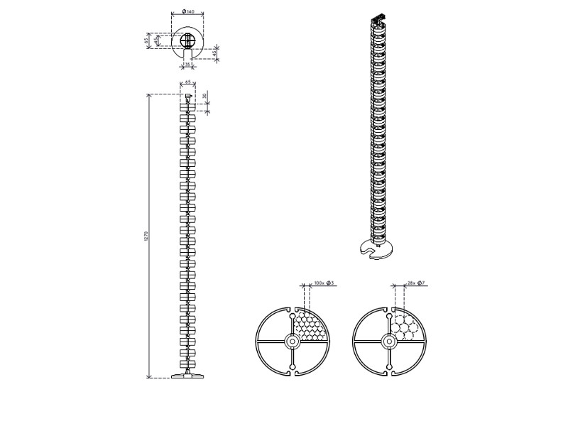 Dataflex Addit 210 Kabelbündler 127 cm Zeichnung