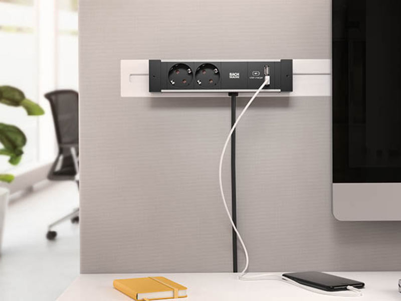 Bachmann DESK RAIL 2x Steckdose, 1x USB Charger (941.101) Anwendung Büro