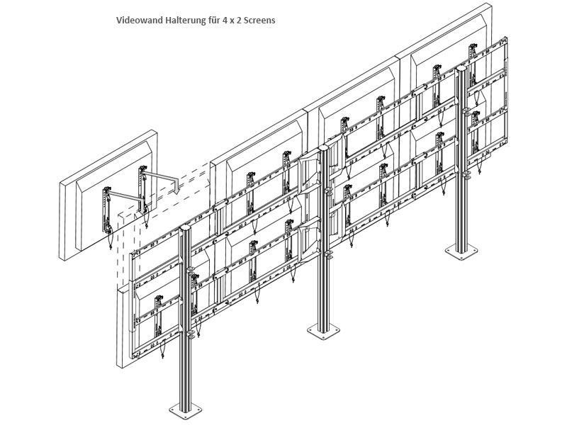 peerless Modulare Videowand-Standhalterung DS-S555-4X2 für 8 Monitore