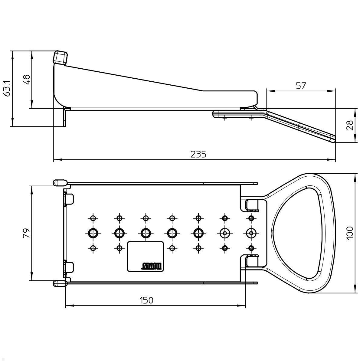 Novus evo POS EC Cash Terminal Halterung CCV Base Next Maße