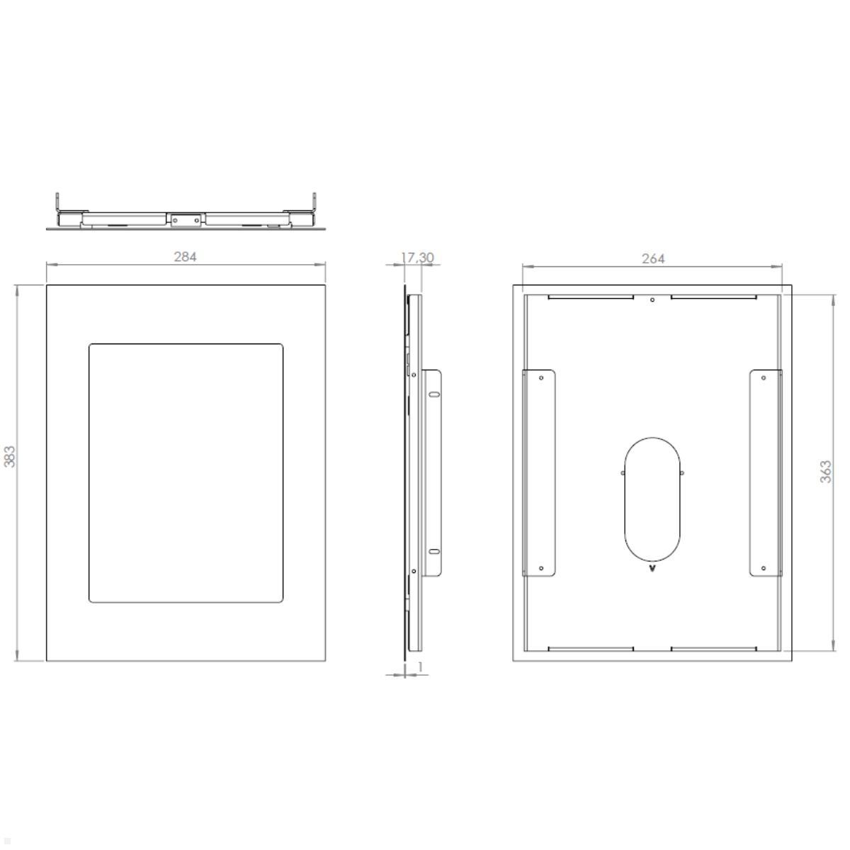 Apple iPad Pro 12.9 Tablethalterung für Wandeinbau, TWE098S, Technische Zeichnung