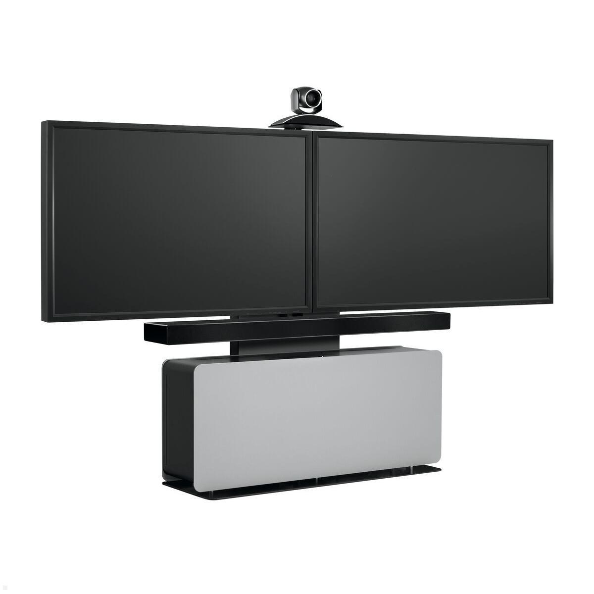 Vogels PVF 4112S Videokonferenz Möbel für 1 oder 2 Displays, silber, mit 2 Monitoren (nicht enthalten)