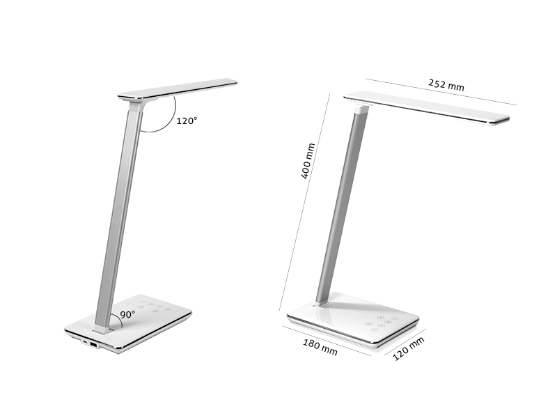 TecLines DL001W LED Tischlampe dimmbar mit induktiver Ladestation, weiß Maße