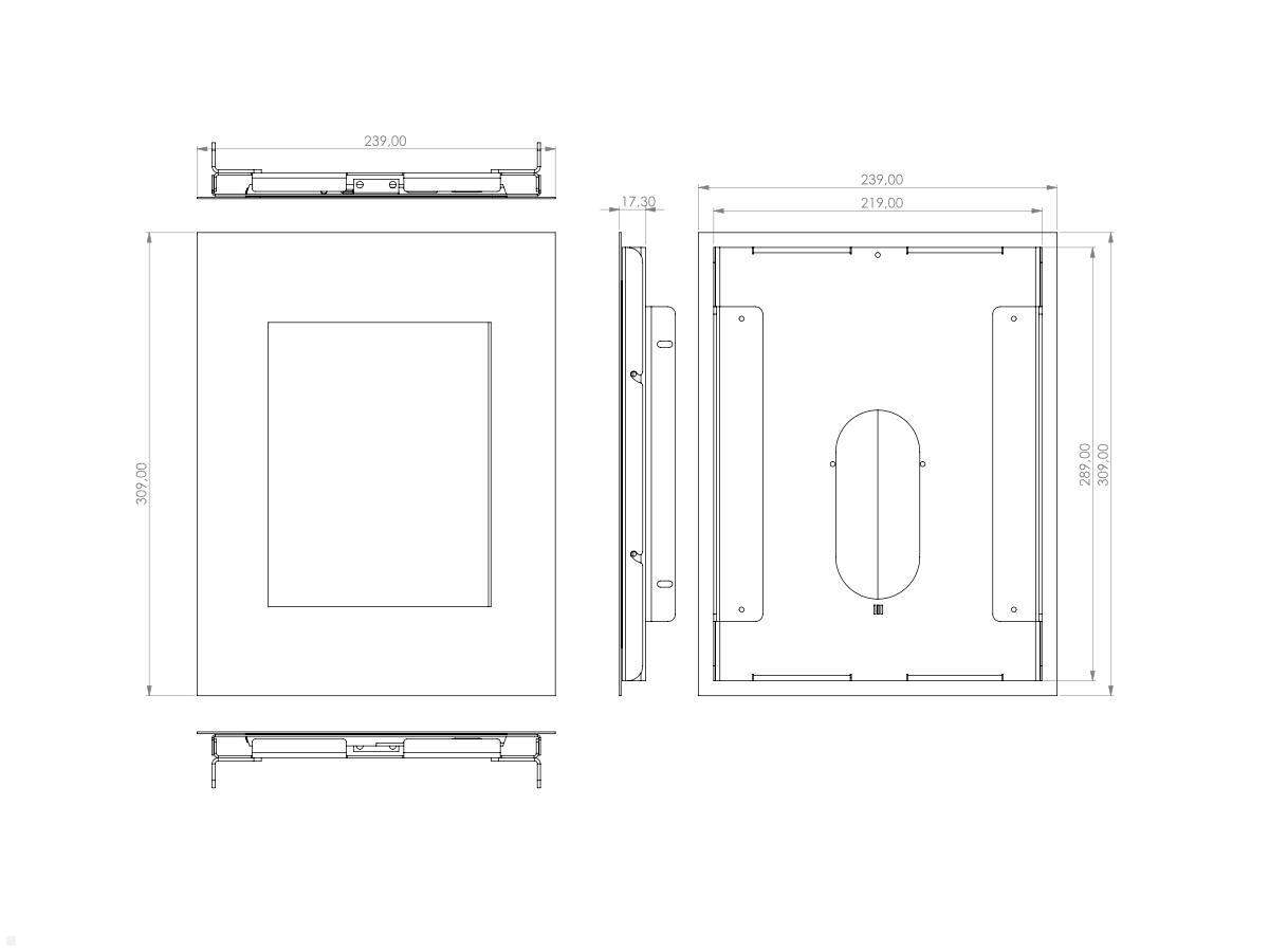 TabLines TWE094E Tablet Schutzgehäuse für Microsoft Surface Go 2, Edelstahl technische Zeichnung