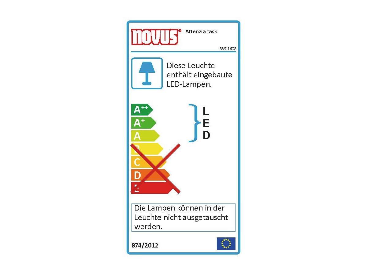 Novus Attenzia task LED Tischlampe Standfuß weiß (740+1291+000) Energielabel