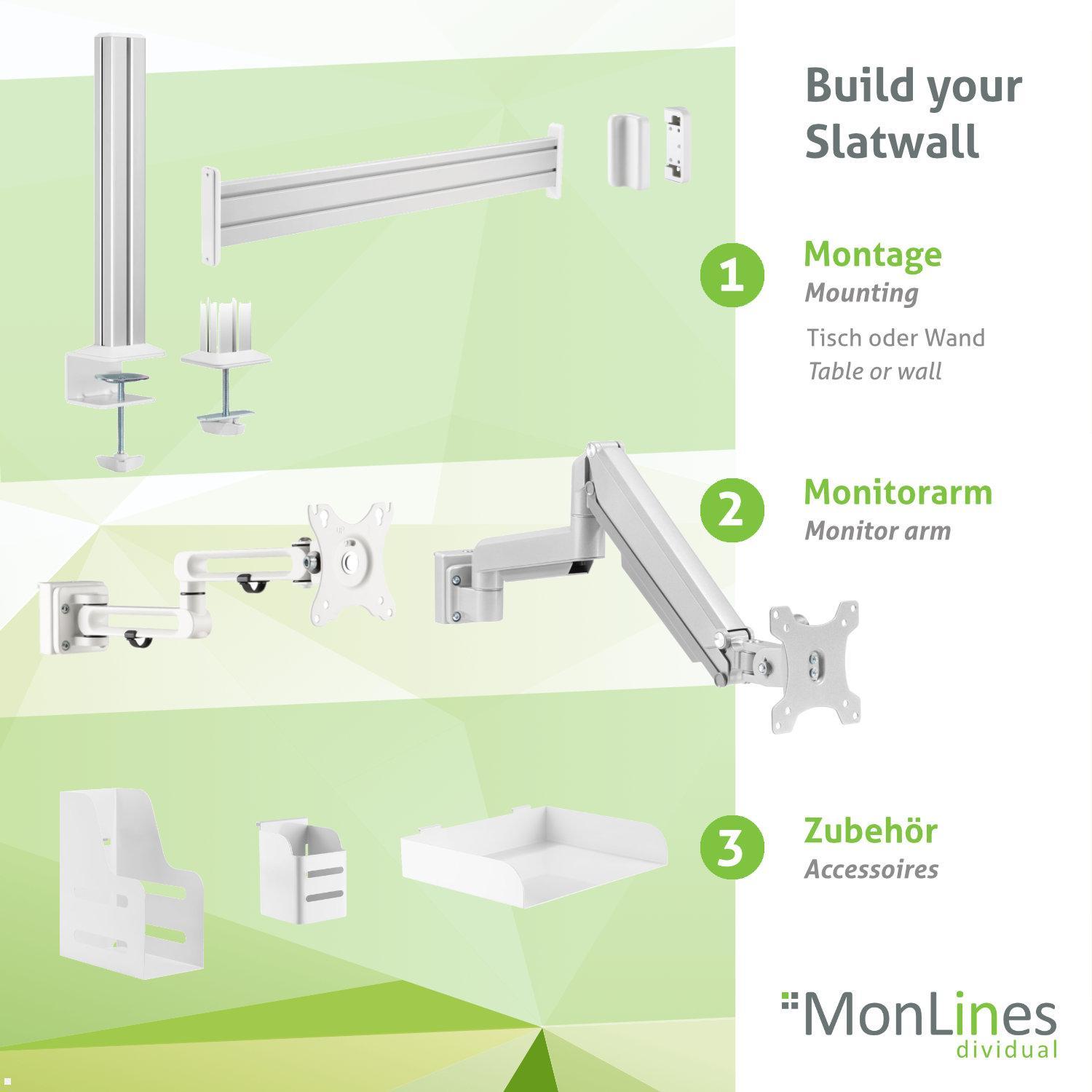 MonLines MSH007 Monitor Schwenkarm für MSH Slatwall mit Pivotfunktion - Build your Slatwall