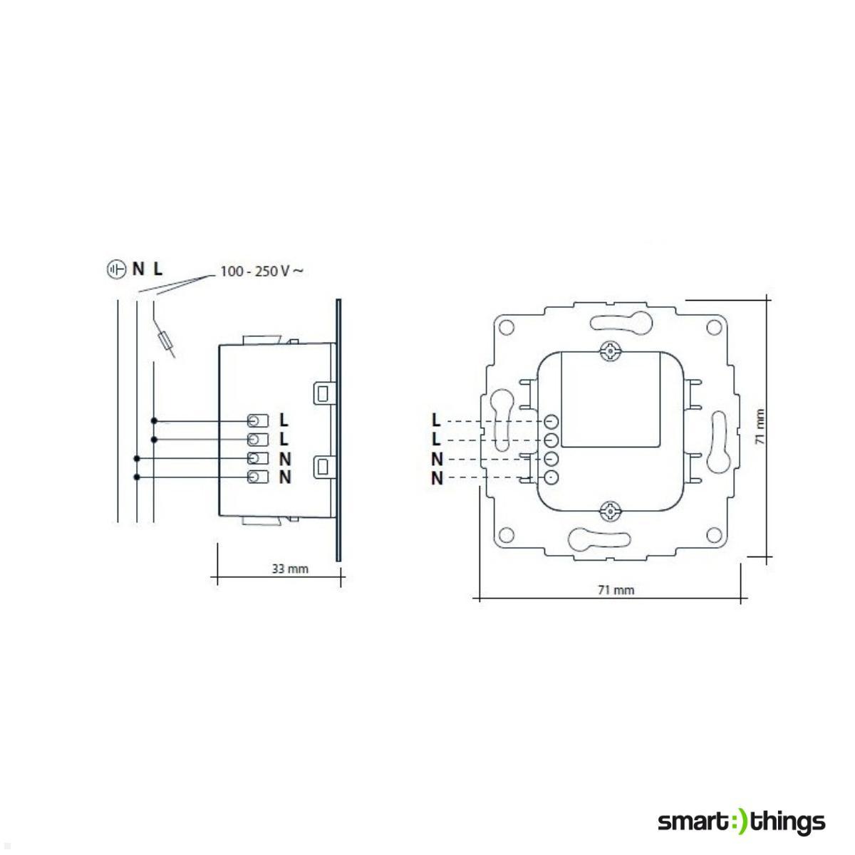 smart things Zubehör sCharge 20W Unterputz Netzteil mit Lightning Anschluss, s48 L technische Zeichnung