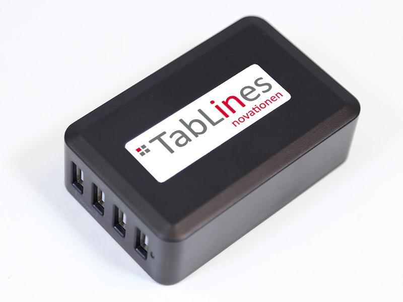 TabLines USB4-C 4-Port USB-Ladegerät mit 1m Euro-Netzkabel, schwarz 4-fach Adapter