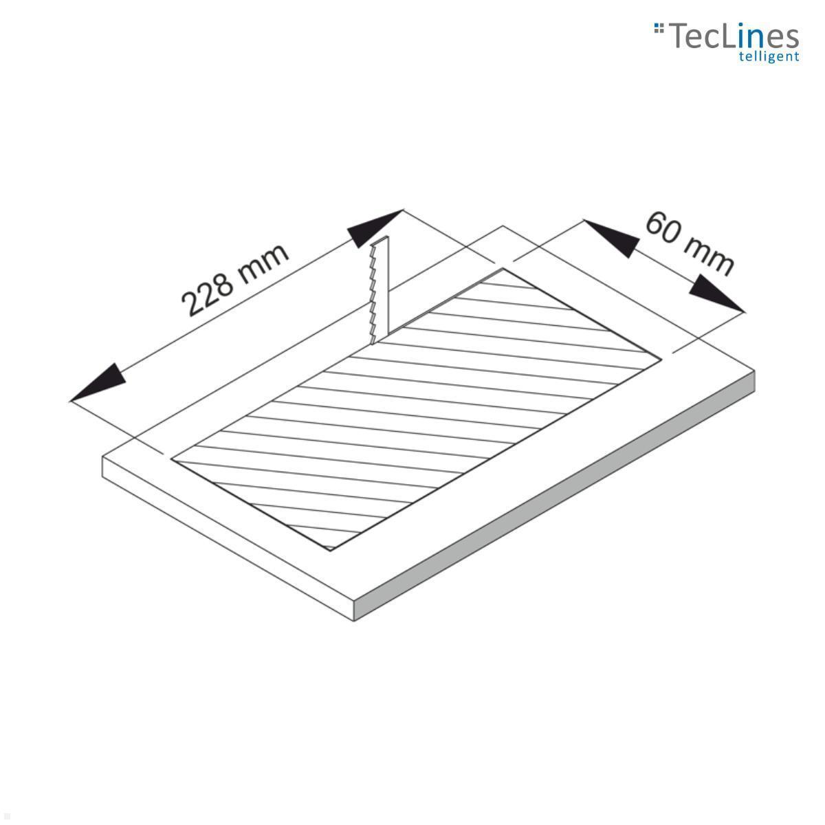 TecLines TES017B 2-fach Einbausteckdose mit USB A/C Charger, 1,5 m Kabel, schwarz Ausschnitt Tischplatte