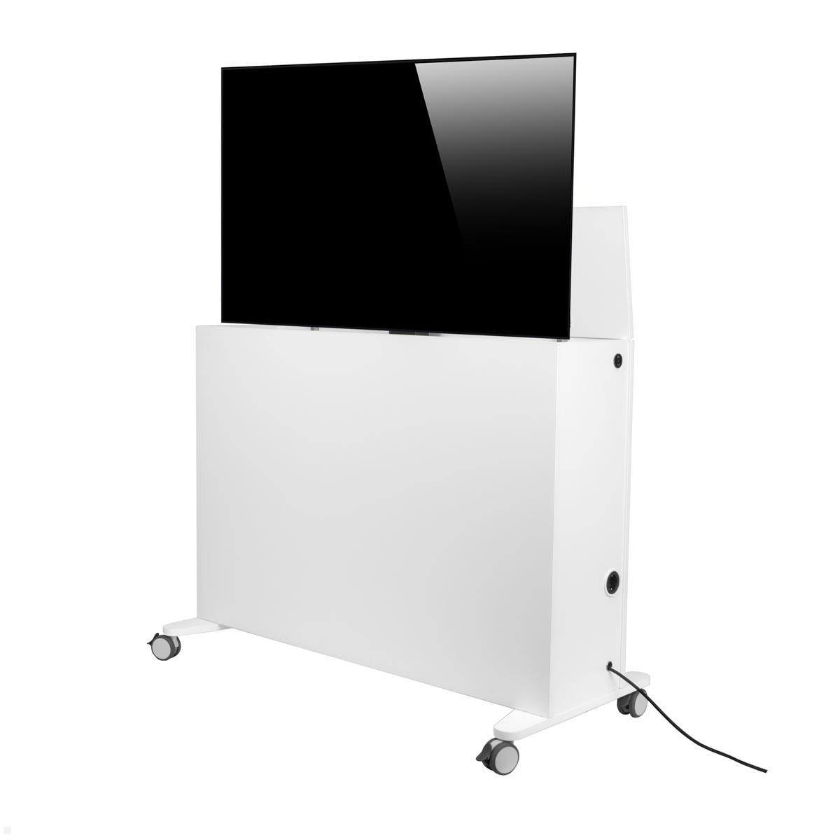 MonLines SIDEB75W mobiles TV Sideboard mit Lift bis 75 Zoll, weiß