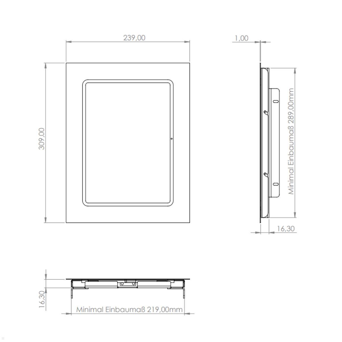 TabLines TWE116W Tablet Wandeinbau für Apple iPad Pro 11.0 (M4), weiß Zeichnung