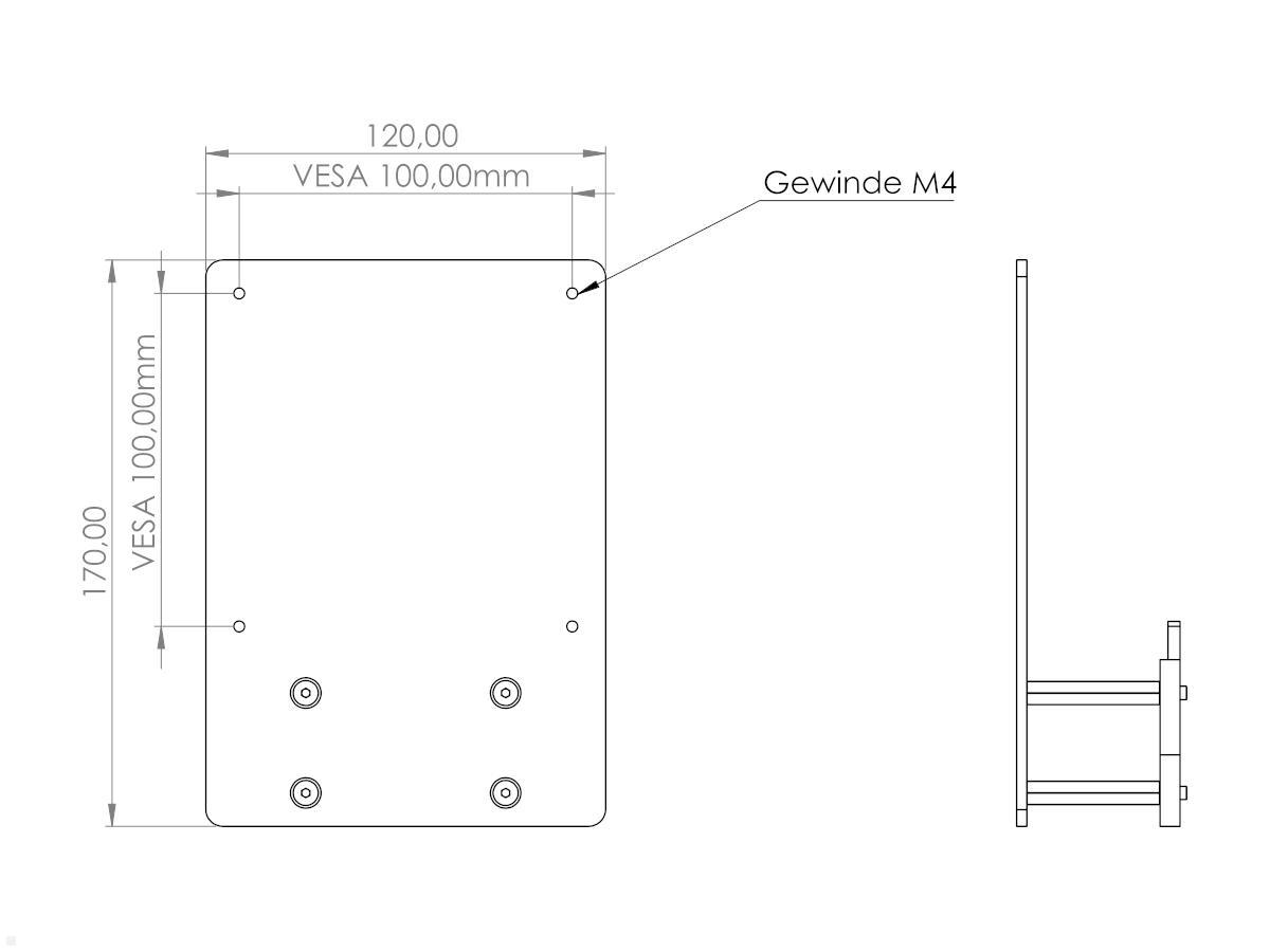 MonLines V074 VESA Adapter für Samsung C32T550FD C27T55 Maße