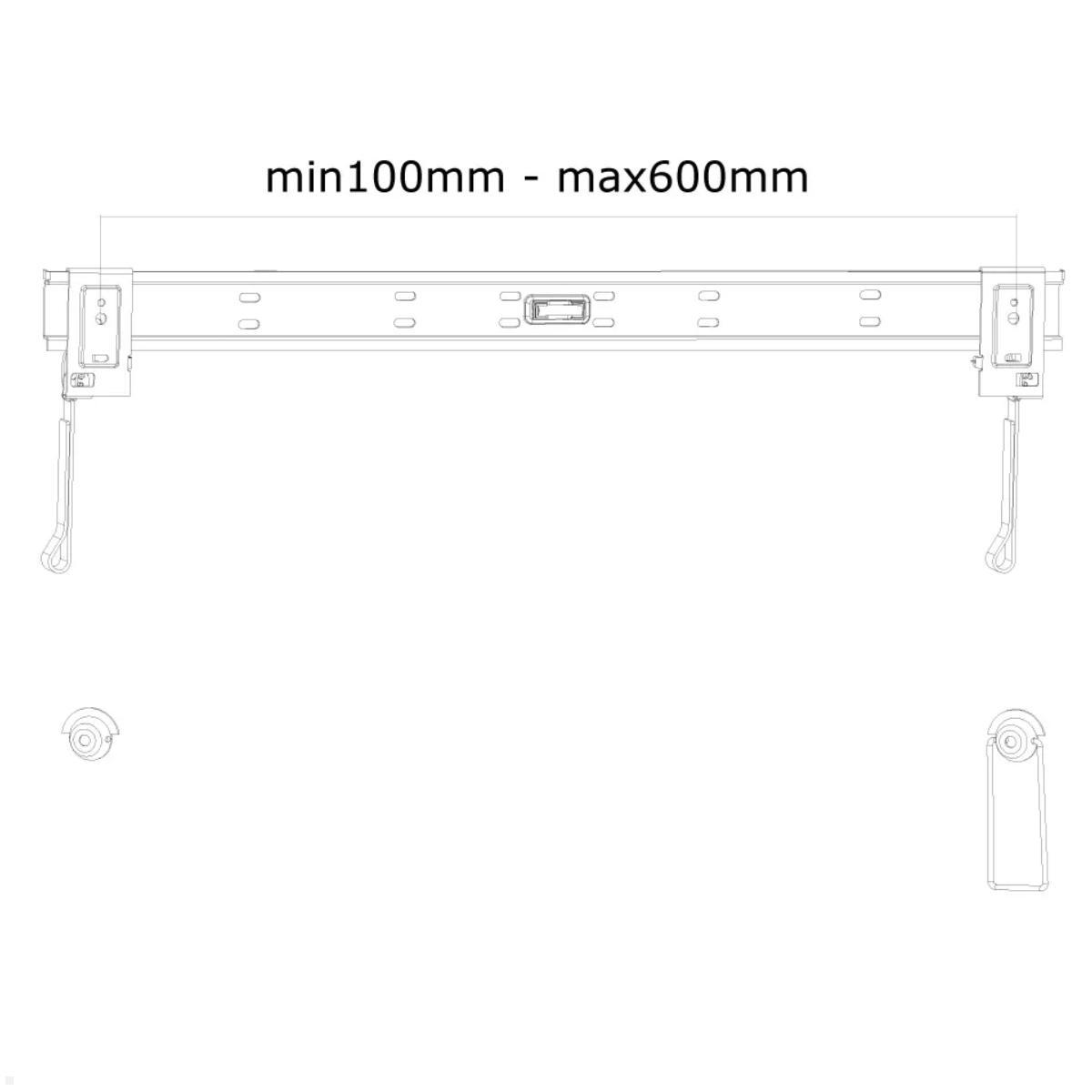 Neomounts PLASMA-W860 flache TV Wandhalterung 32-60 Zoll, schwarz, technische Zeichnung