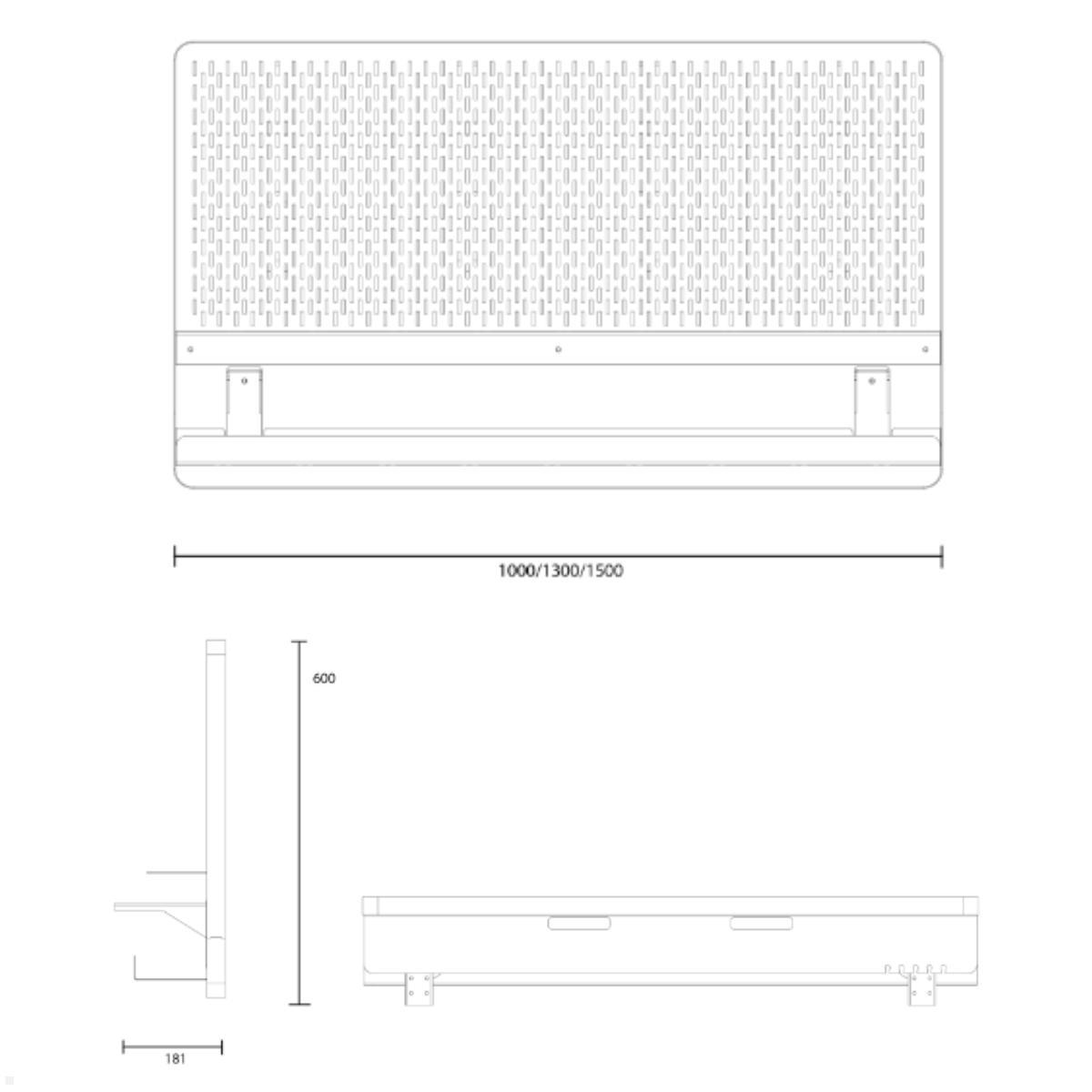 APTO Adaptboard Schreibtisch Rückwand / Trennwand 1000mm, schwarz Maße