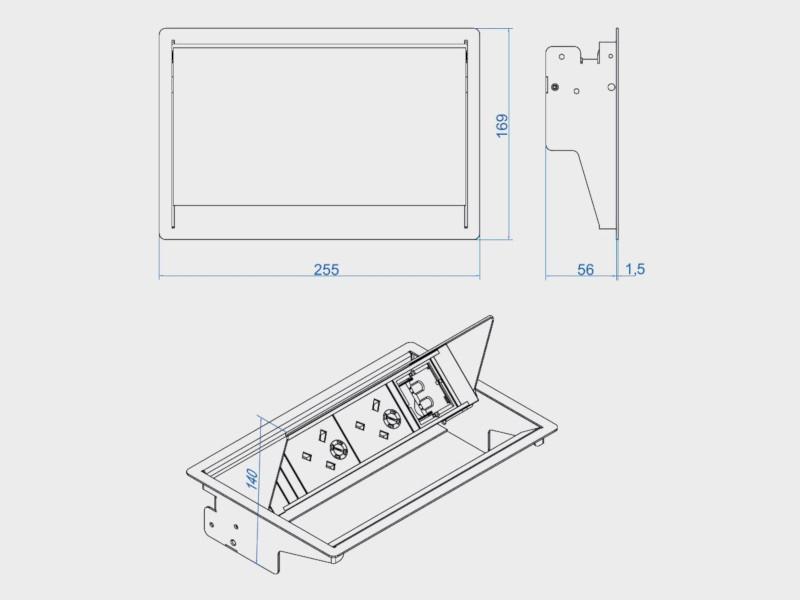 Bachmann CONEO Set Einbau Steckdose 4-fach 3x Steckdose, 1x Custom Modul (900.400) Maße