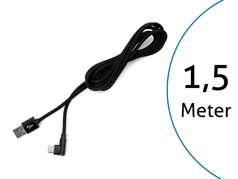 TecLines TUC008B USB auf USB C Kabel 90° gewinkelt 1,5m, schwarz