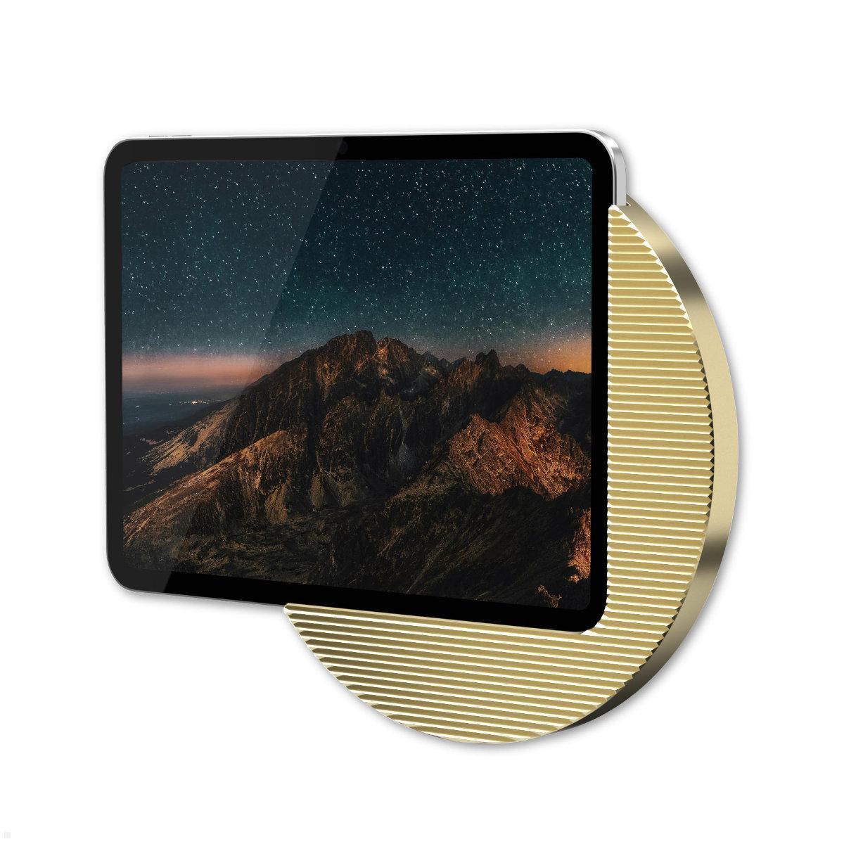 Displine Moonlight Wall Apple iPad 10.9 (10.Gen) Wandhalter USB-C, gold eloxiert, seitliche Ansicht