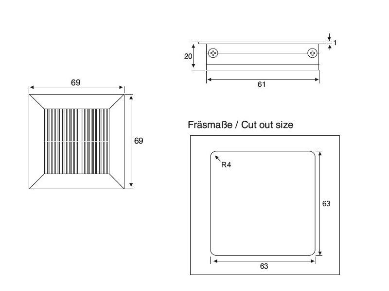 TecLines TKB001B Tisch Kabeldurchlass geteilte Bürstendichtung, schwarz Maße