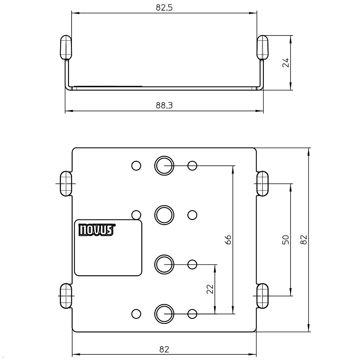 Novus POS Halterung für EC Cash Terminal SumUp Air (851+0035+071), technische Zeichnung