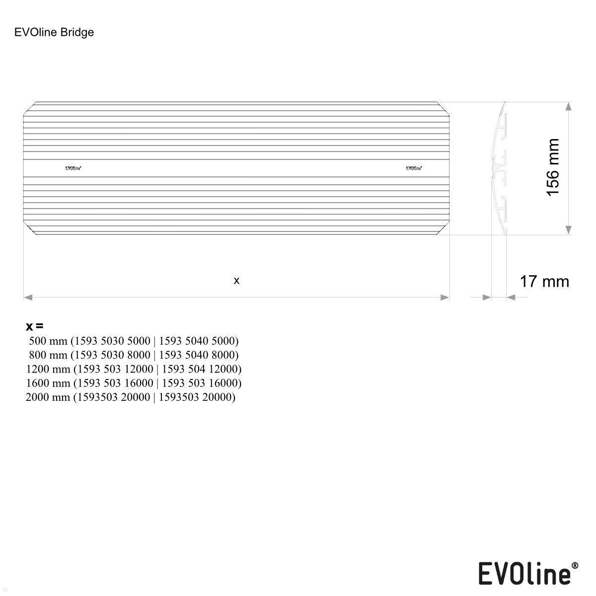 EVOline Bridge Aluminium Kabelbrücke verklebbar 1600 mm, schwarz technische Zeichnung