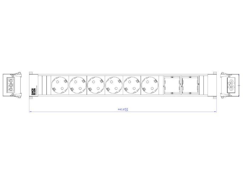 Bachmann CONFERENCE / TOP FRAME 8-fach 6x Steckdose, 2x CM (909.009) Zeichnung