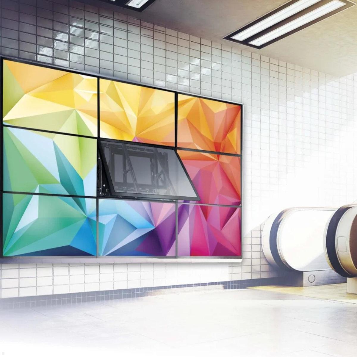 Edbak VWPOP95-L Pop-Out Videowall Wandhalterung bis 98 Zoll, querformat Anwendung Airport