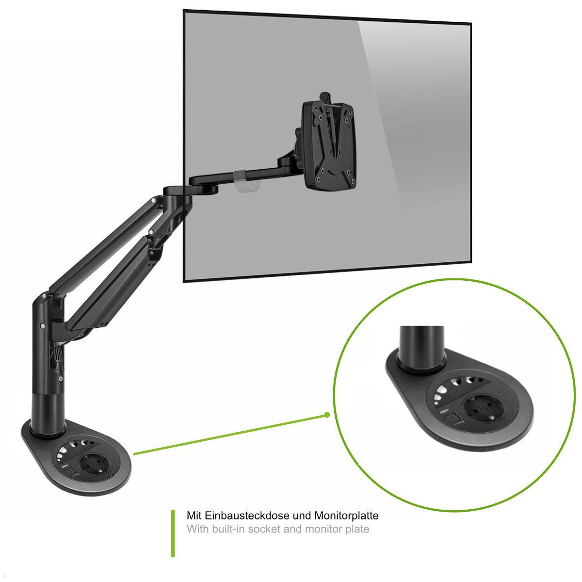 Novus Clu Plus C Monitorhalter mit Einbausteckdose USB-Charger A/C, Detail Einbausteckdose