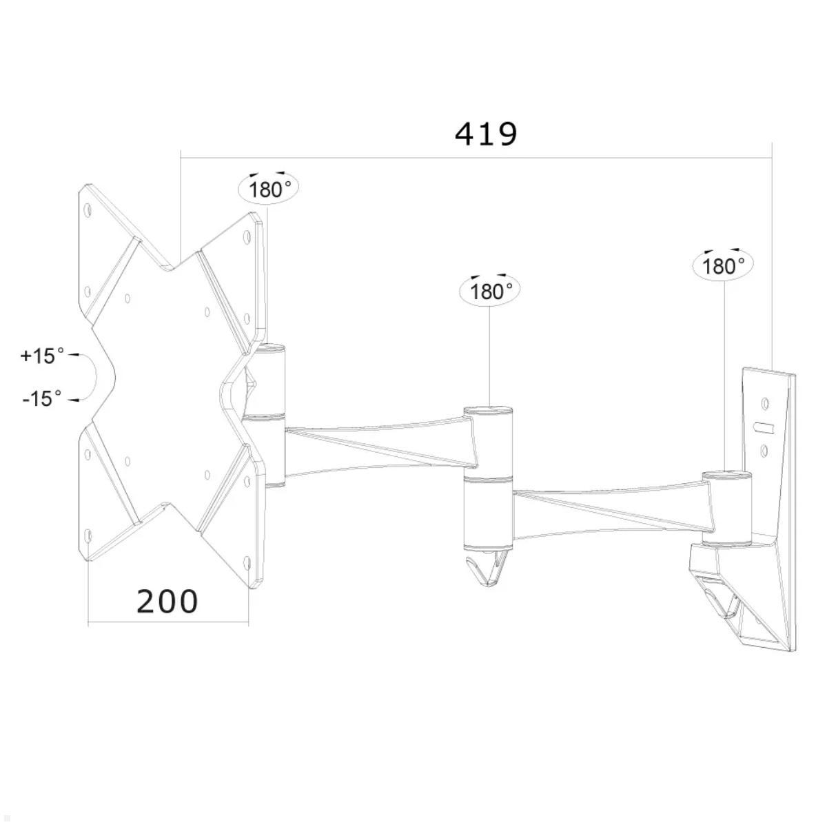 Neomounts FPMA-W835 schwenkbare TV Wandhalterung 10-40 Zoll, technische Zeichnung