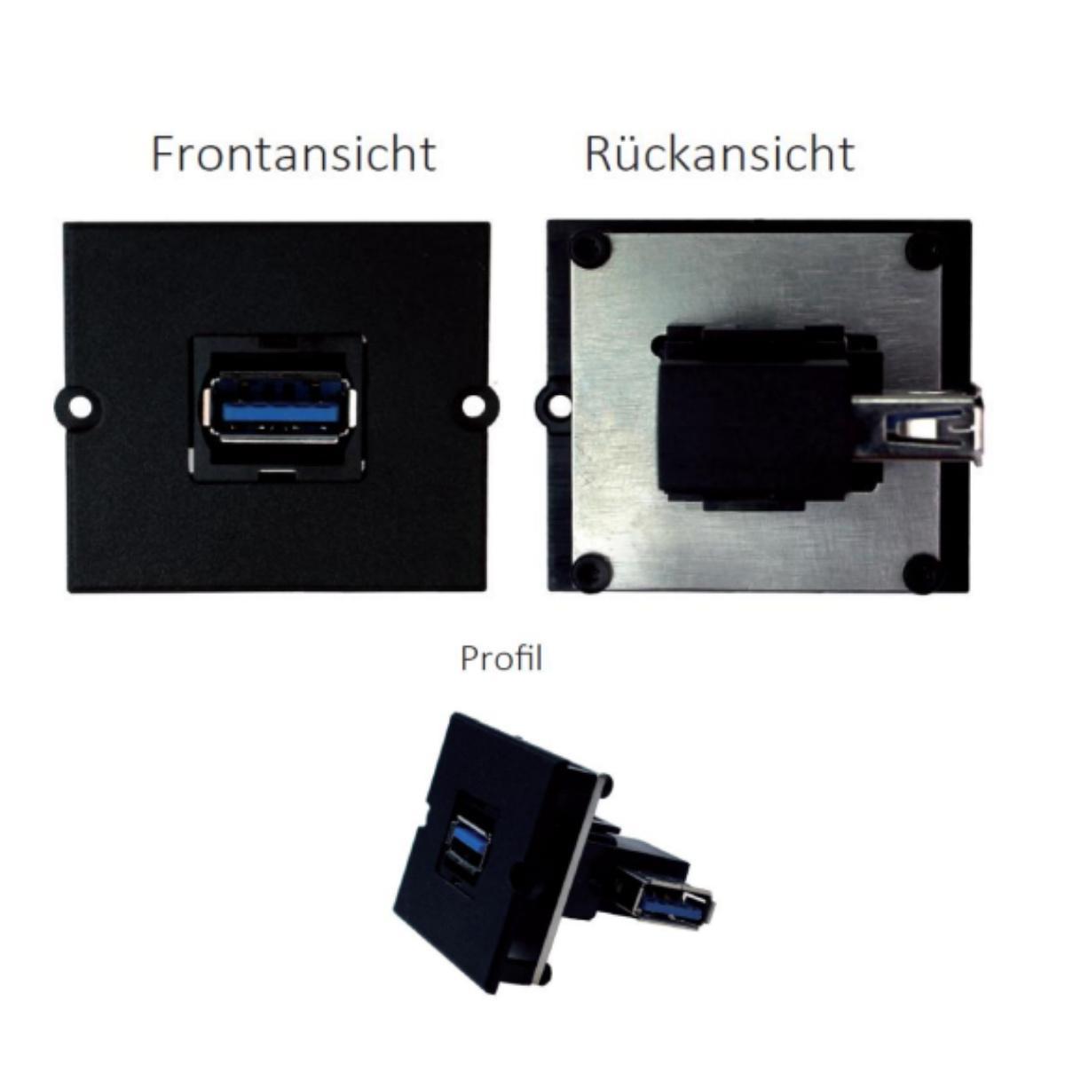 Bachmann Custom Modul 1x USB 3.0  Buchse (917.122), Detail seitlicher Abgang