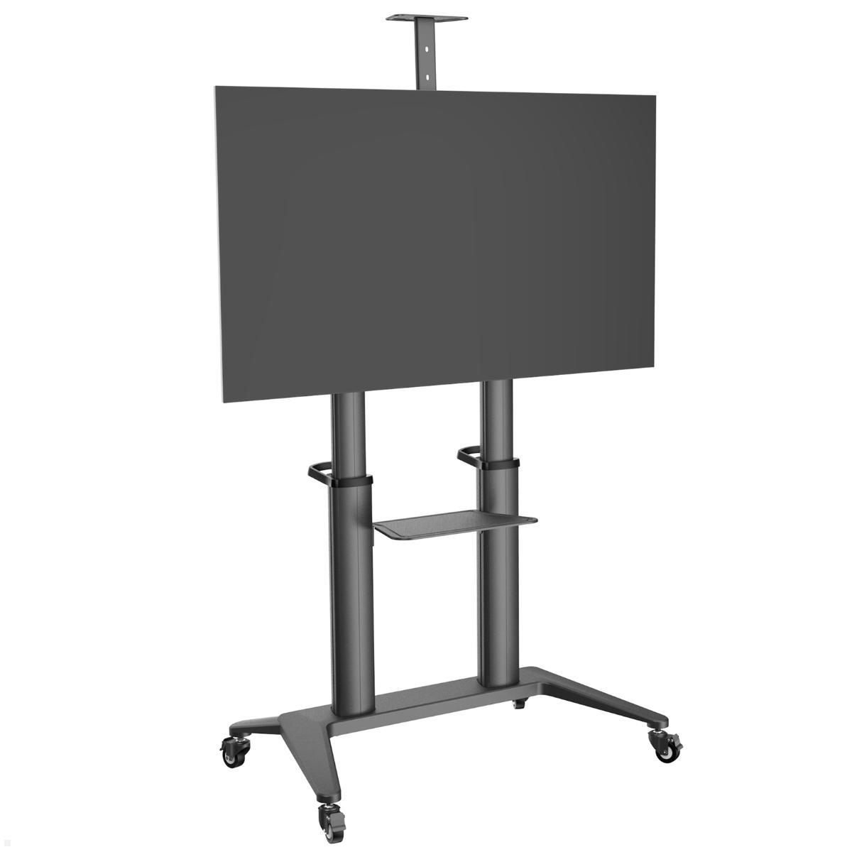 PureMounts PDS-0012C TV Ständer mit Rollen bis 90 Zoll, Ansicht mit Monitor