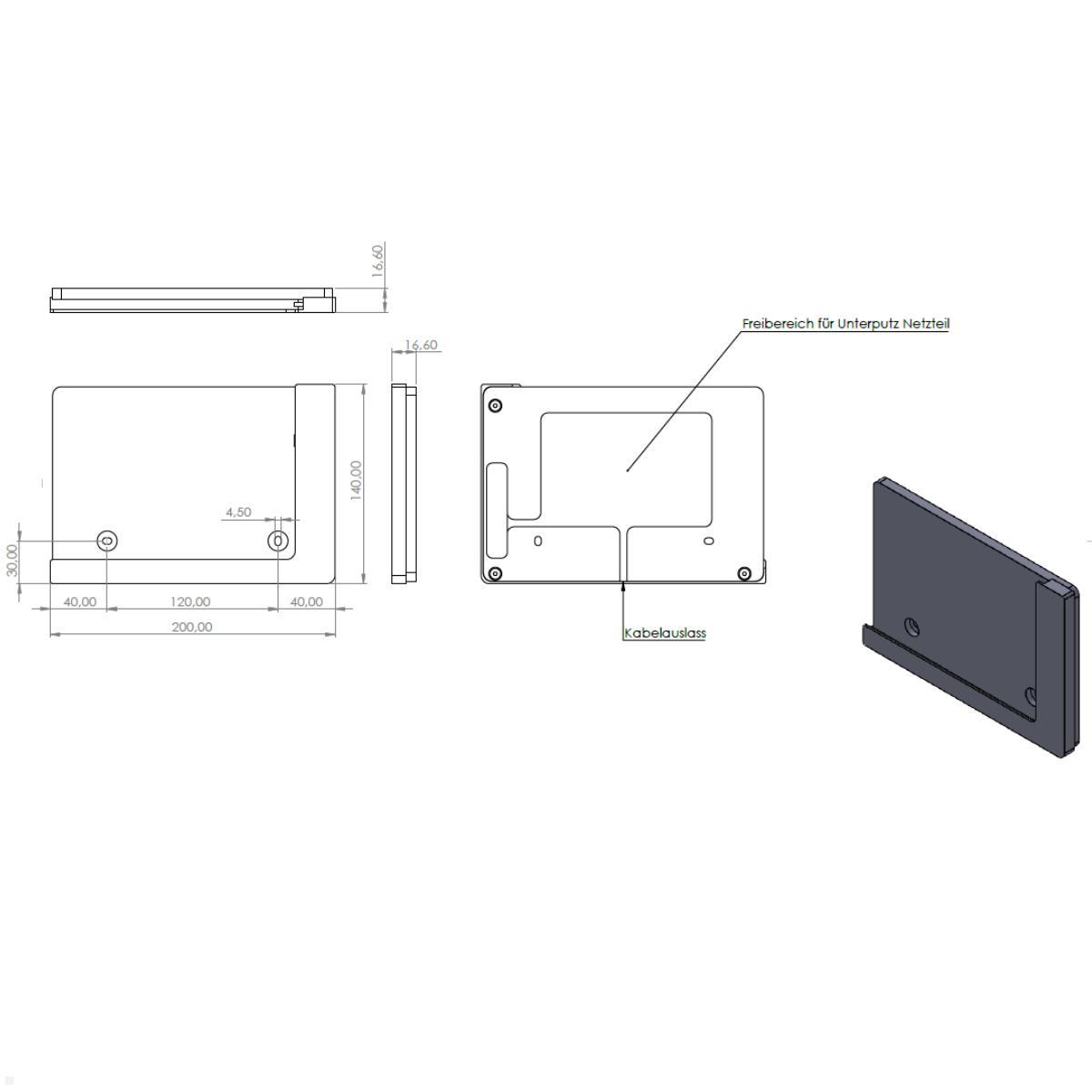 TabLines TWP038B Wandhalterung für Apple iPad Air 11.0 (M2), Skizze 2