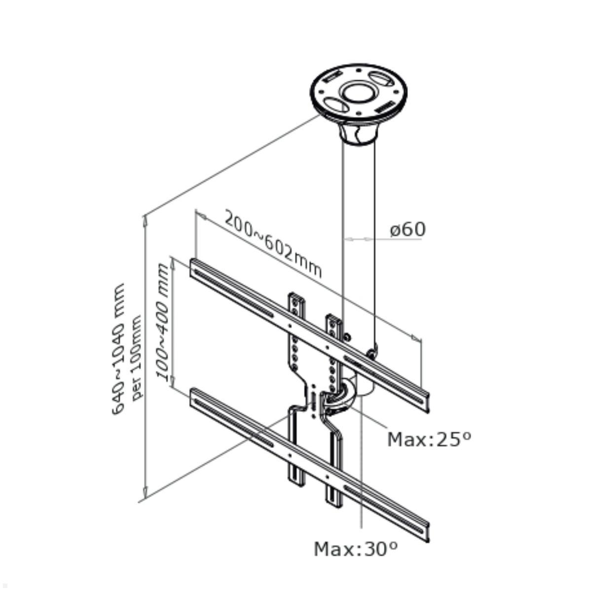 Neomounts FPMA-C400BLACK Monitor Deckenhalterung 640-1040 mm, Zeichnung Maße