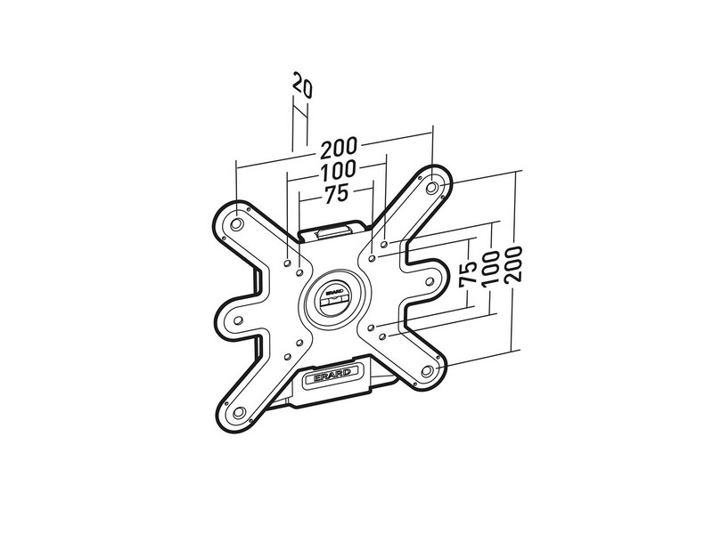 Erard CLIFF 200 starre Flachbildschirm Wandhalterung Zeichnung
