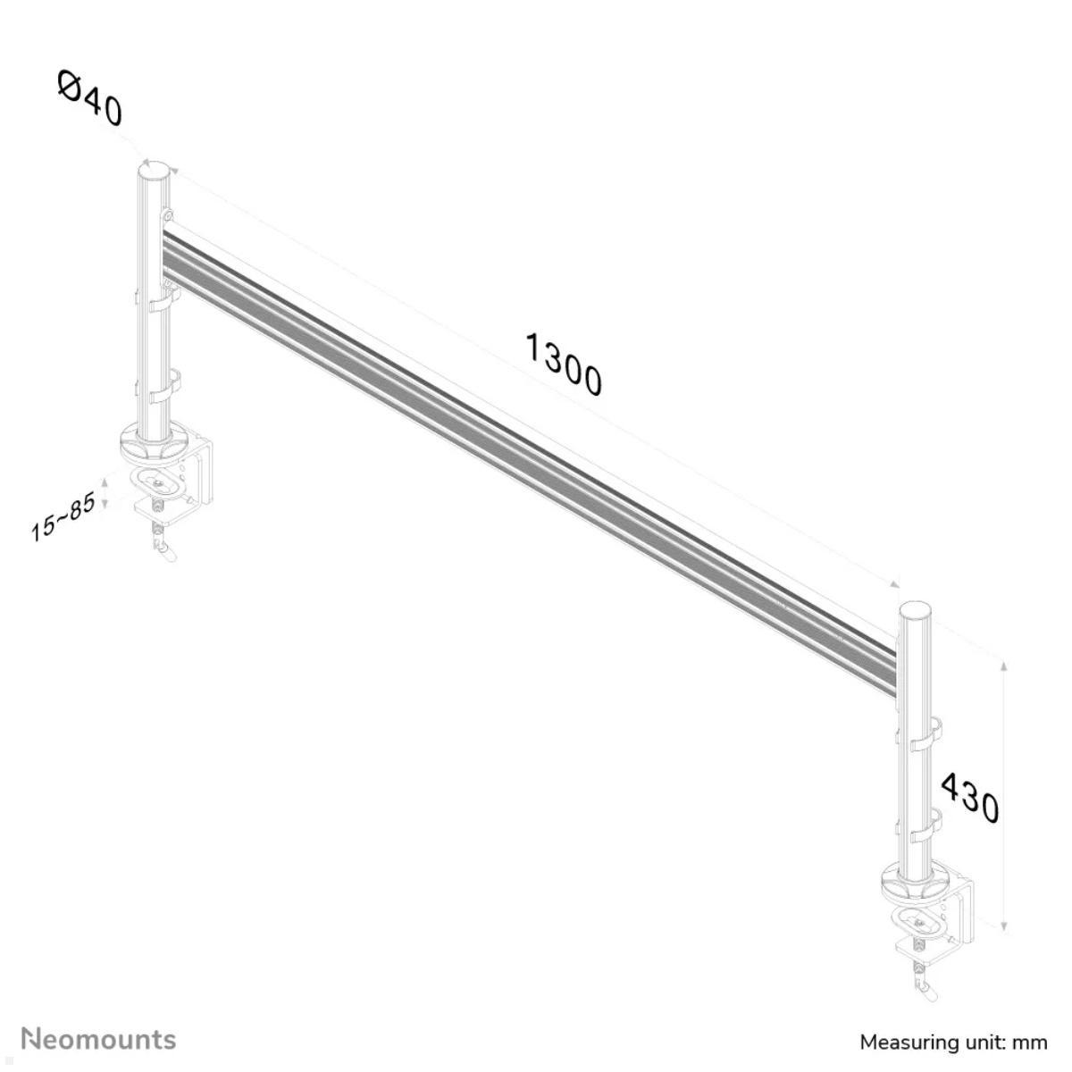 Neomounts FPMA-DTB100 3-fach Multimonitor Tischhalterung, Skizze