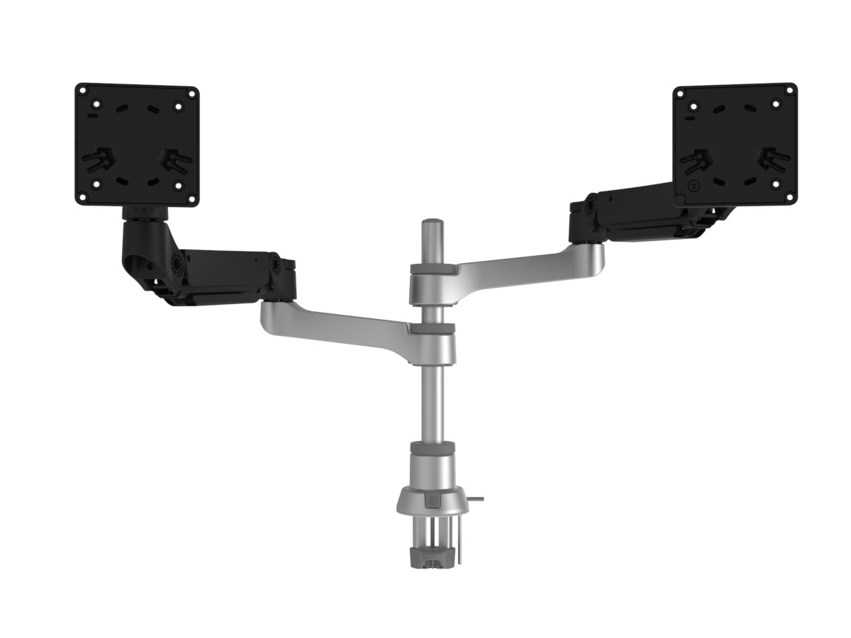 R-Go Tools Caparo Dual Monitor Tischhalterung bis 26 Zoll, RGOVLCA4TWSI, silber/schwarz