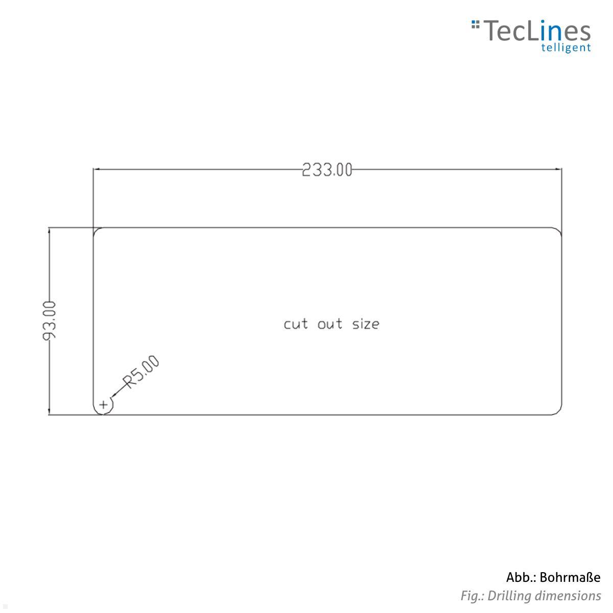 TecLines TKD006W Kabeldurchführung 100x240 mm mit Soft Close, weiß Fräsmaß