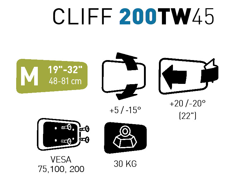 Erard CLIFF 200TW45 Monitor Wandhalterung Produkt Daten