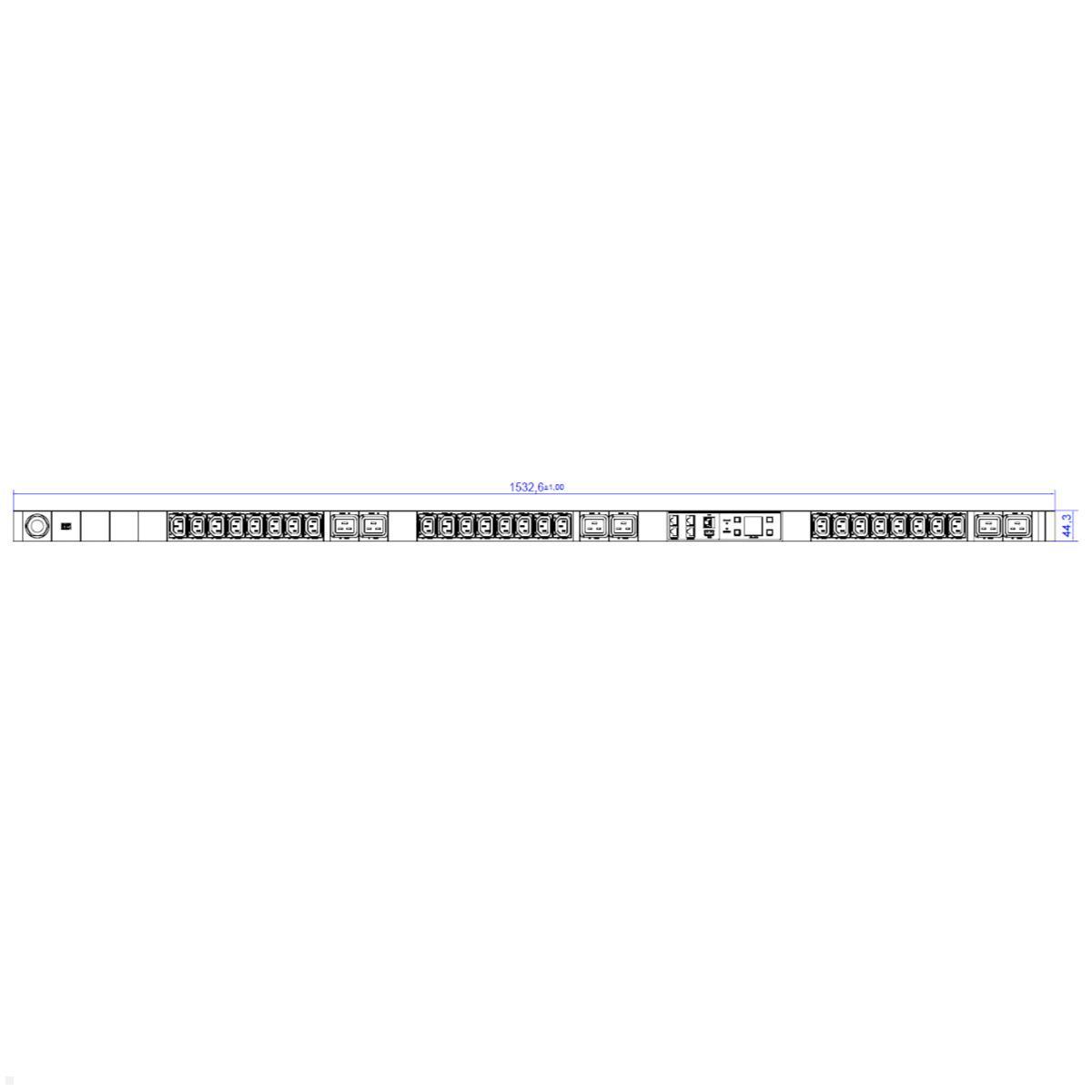 Bachmann BlueNet BN3000 Steckdosenleiste 24xC13, 6xC19 (802.3012), Skizze