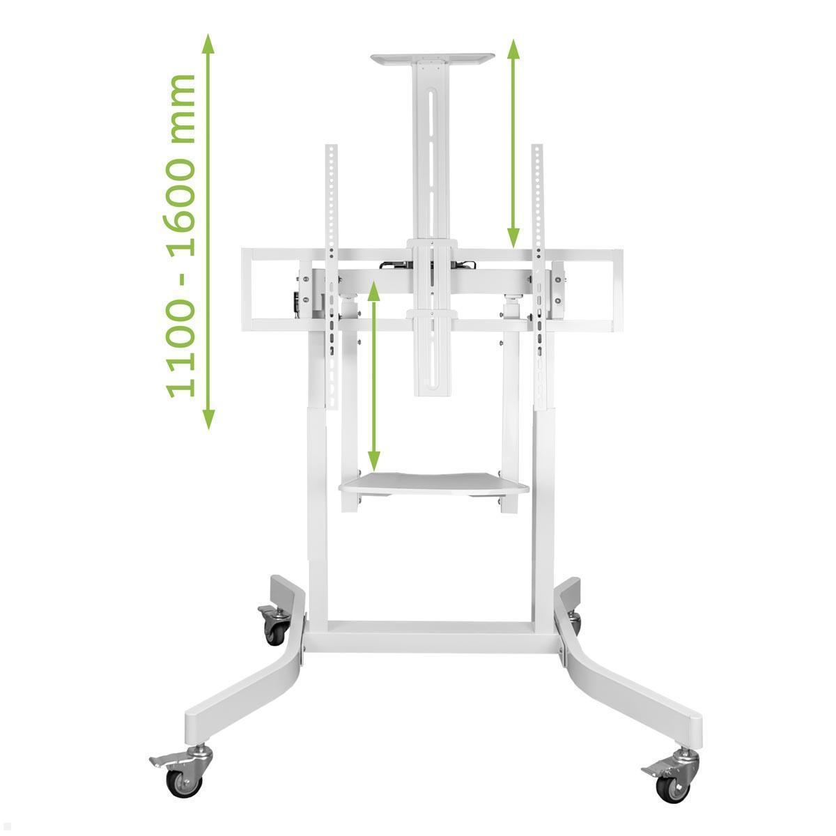 MonLines MBS012W Elektrischer Monitorständer auf Rollen mit Ablage bis 98 Zoll HUB 500 mm