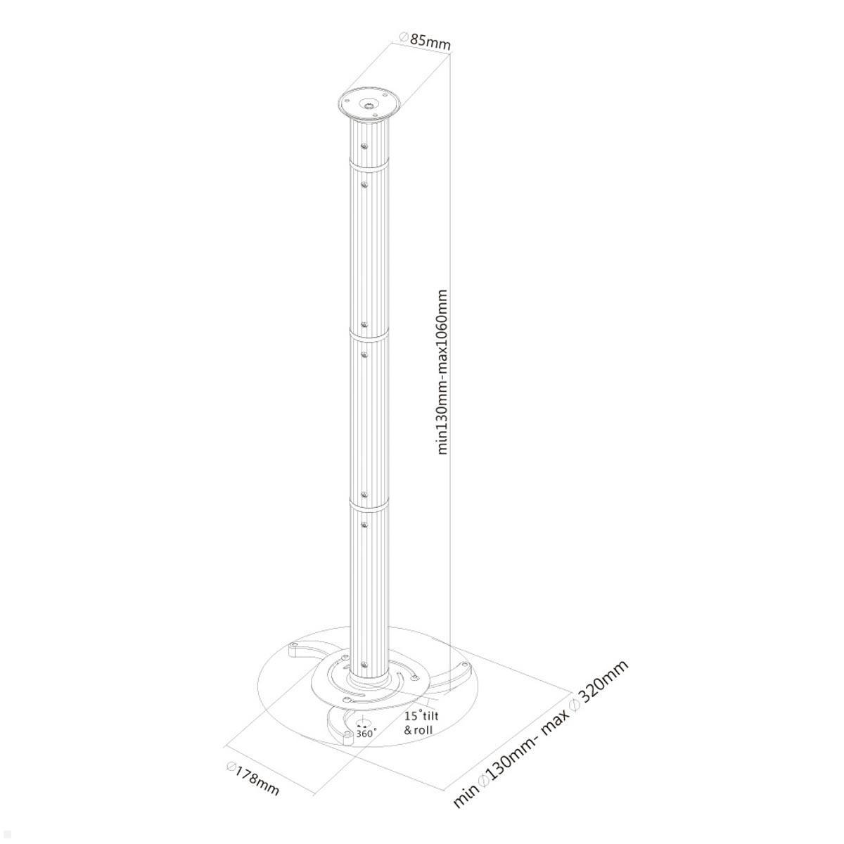 Neomounts BEAMER-C200 Projektor Deckenhalterung 80 - 980 mm technische Zeichnung