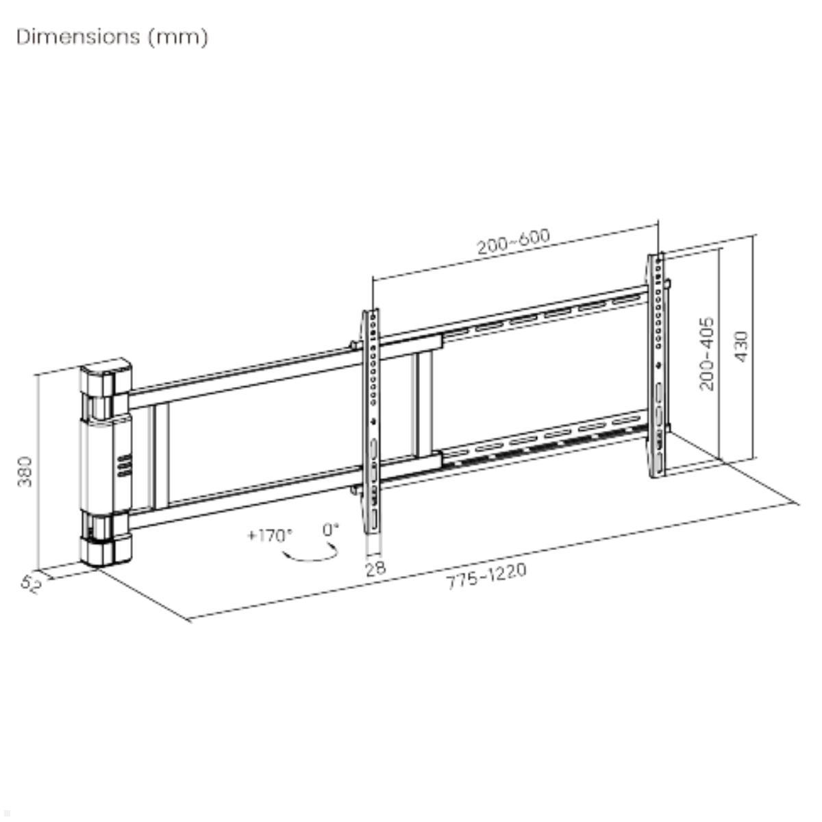 MonLines mySwing MSM04 elektrische TV Wandhalterung, Skizze