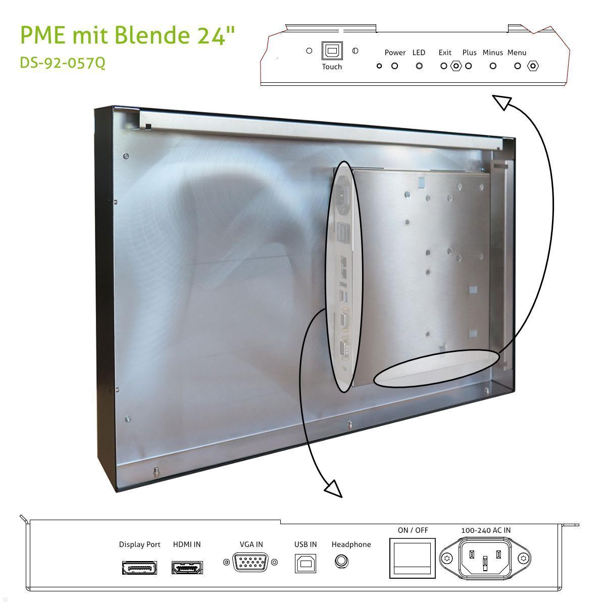 Distec BLO-Line A1 Brandschutz Monitor 24 Zoll PME Blende quer (DS-92-057Q) Anschlüsse