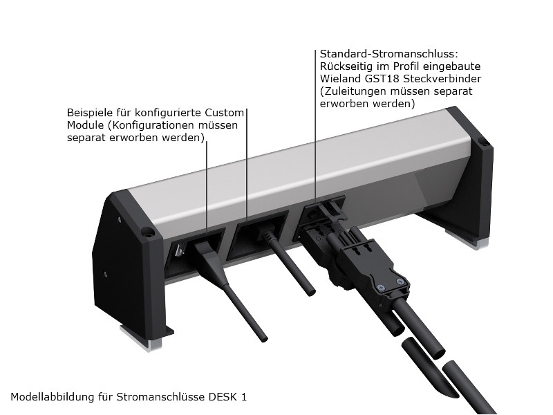 Bachmann DESK 1 Steckdosenleiste Stromzuleitung