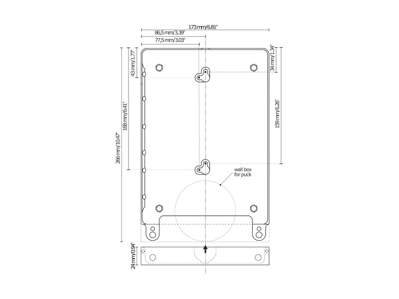 Basalte Eve iPad 9.7 Zoll diebstahlsichere Tablethalter eckig gebürstetes Aluminium Maße